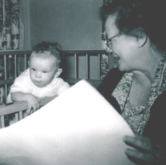 niki-reading the newspaper with grandma hobbs jul 58  Number 2