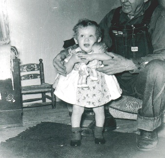 niki  and  grandpa hobbs-Dec 1958