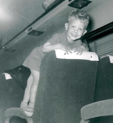 ralph on train - aint I cute - oct 1958